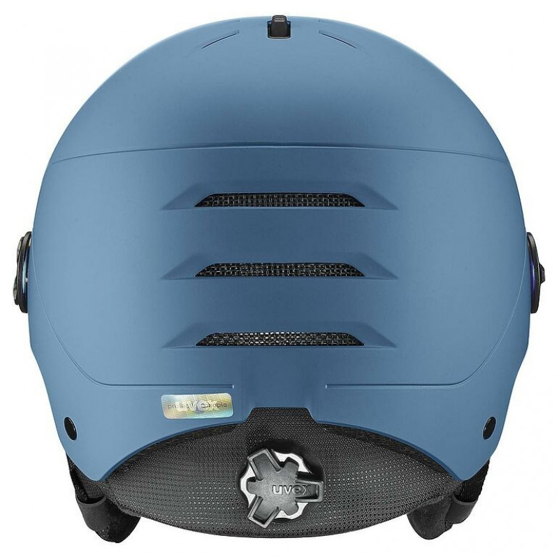 Capacete de esqui UVEX Wanted Visor, pedra/azul, 58-61