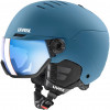 Capacete de esqui UVEX Wanted Visor, pedra/azul, 58-61