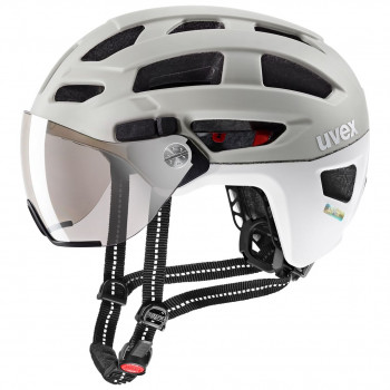 Capacete de bicicleta UVEX Finale Visor, branco/areia, 52-57
