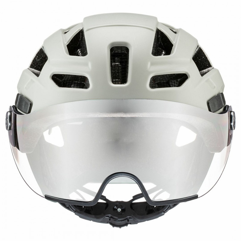 Capacete de bicicleta UVEX Finale Visor, branco/areia, 52-57