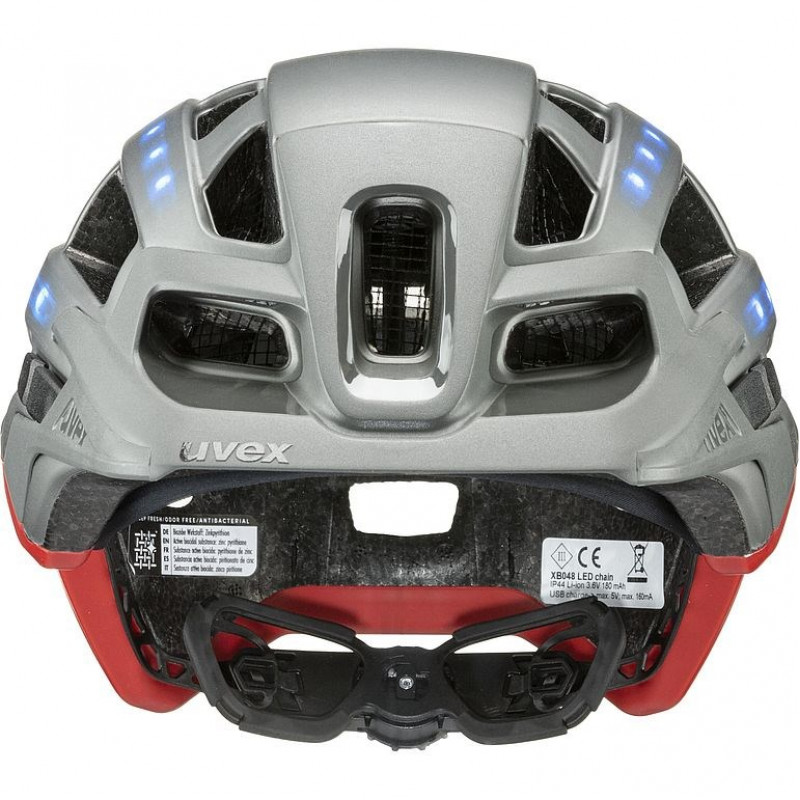Capacete de bicicleta UVEX Finale Light 2.0, cinzento/vermelho, 52-57