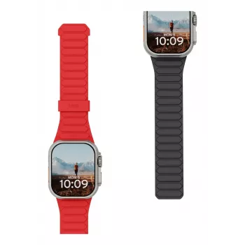 Pulseira de silicone magnética bilateral Urban Armor Gear UAG Pathfinder para Apple Watch Series 4-6 & SE 1-3, 44mm / Series 7-9, 45mm / Series 10-11, 46mm / Ultra 1-3, 49mm (ash/lava)