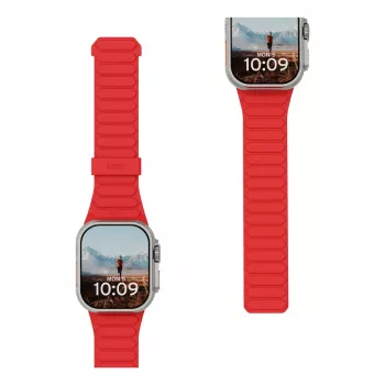 Pulseira de silicone magnética bilateral Urban Armor Gear UAG Pathfinder para Apple Watch Series 4-6 & SE 1-3, 44mm / Series 7-9, 45mm / Series 10-11, 46mm / Ultra 1-3, 49mm (ash/lava)