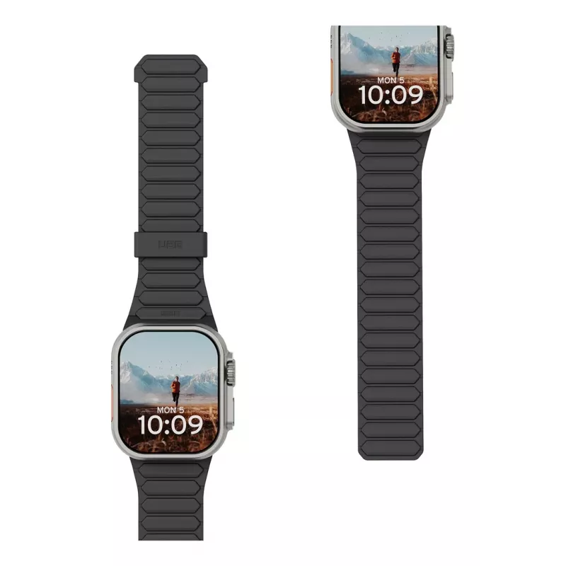 Pulseira de silicone magnética bilateral Urban Armor Gear UAG Pathfinder para Apple Watch Series 4-6 & SE 1-3, 44mm / Series 7-9, 45mm / Series 10-11, 46mm / Ultra 1-3, 49mm (ash/lava)