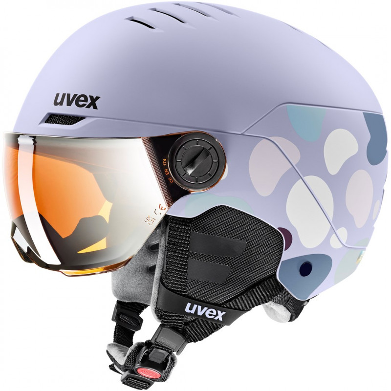 Capacete de esqui infantil UVEX Rocket jr. Visor 54-58, lavanda