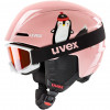 Conjunto de capacete de esqui para criança UVEX Viti 46-50, rosa