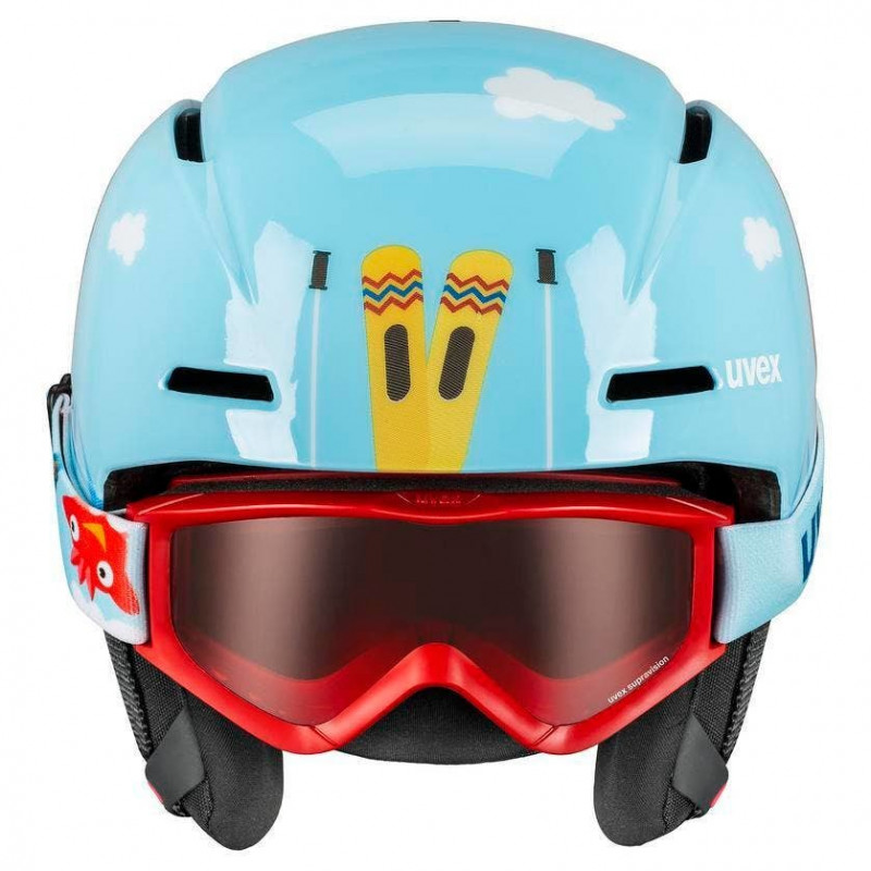 Conjunto de capacete de esqui para criança UVEX Viti, azul, 46-50 (56/S/317/10)