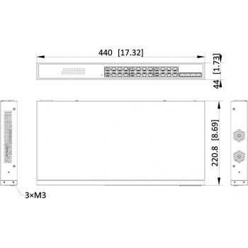 Switch inteligente PoE Gigabit Hikvision DS-3E1528P-SI-24P4F de 24 portas, 4x portas Gigabit de fibra ótica, 370 W
