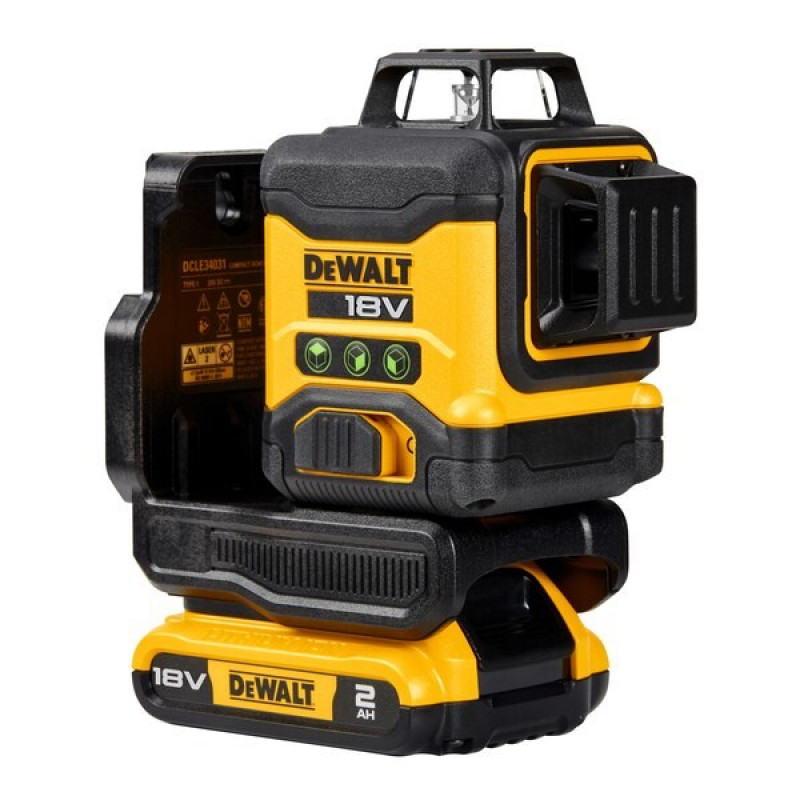 Laser de linhas cruzadas 3x360° DeWalt DCLE34031D1-QW, verde, 40 m, 18 V, bateria 2 Ah, mala TSTAK