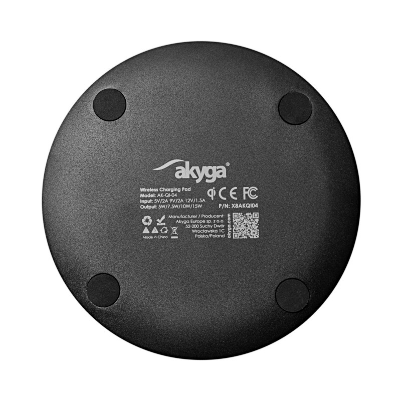 Carregador por indução QI Akyga AK-QI-04 ver. 1.2 USB-C 15W