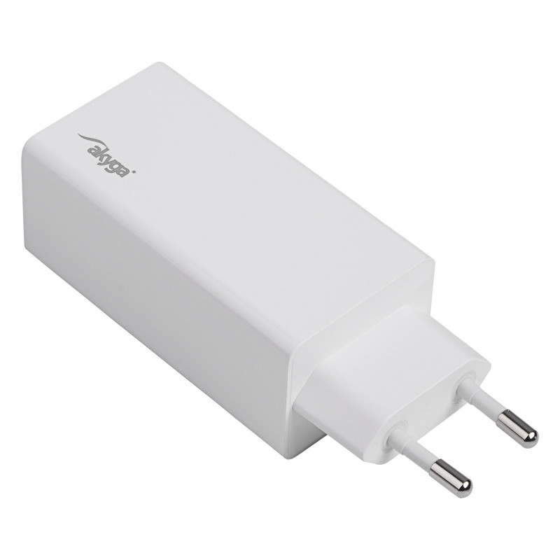 Carregador de parede Akyga AK-CH-20 100W USB-C USB-A PD GaN 5-20V / 1.5-5A branco