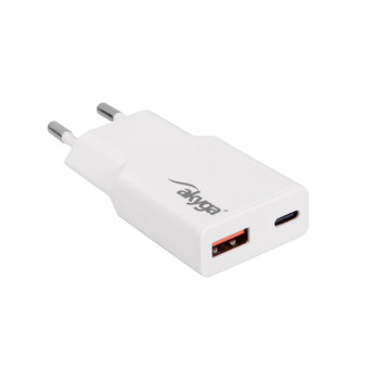 Carregador de parede Akyga AK-CH-27 30W USB-C USB-A PD GaN 5-20V / 1.5-3A branco