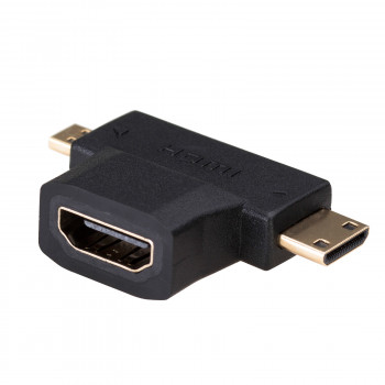 Adaptador Akyga AK-AD-23 HDMI (F) para Mini HDMI (M) / Micro HDMI (M), preto