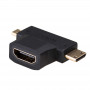 Adaptador Akyga AK-AD-23 HDMI (F) para Mini HDMI (M) / Micro HDMI (M), preto