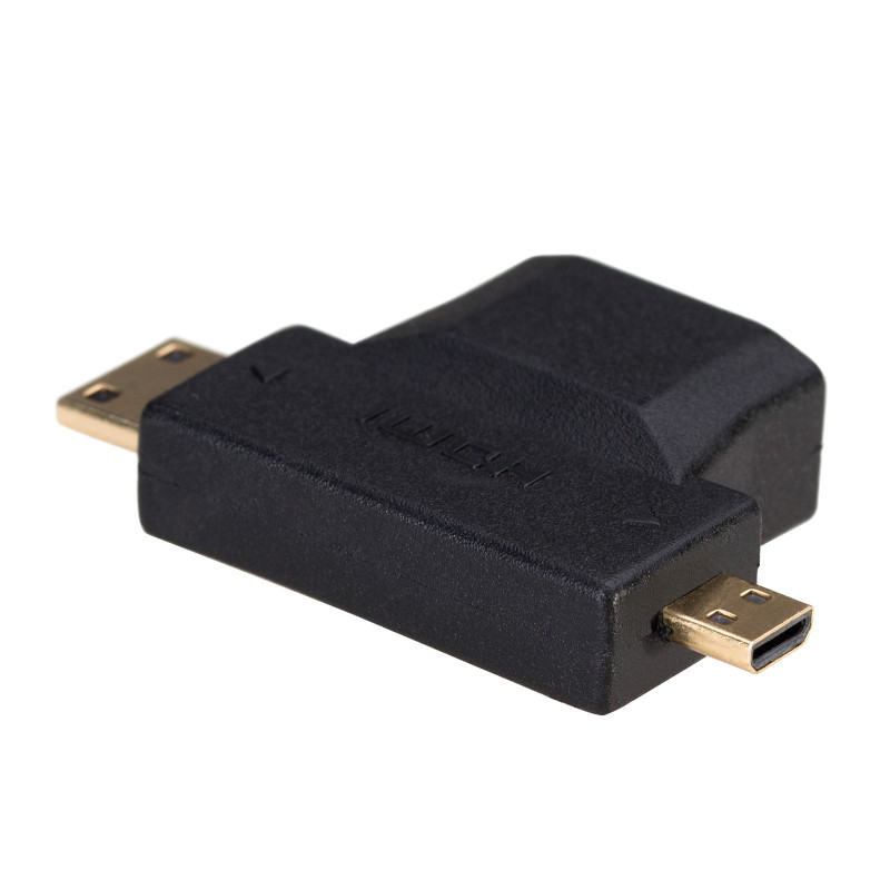 Adaptador Akyga AK-AD-23 HDMI (F) para Mini HDMI (M) / Micro HDMI (M), preto