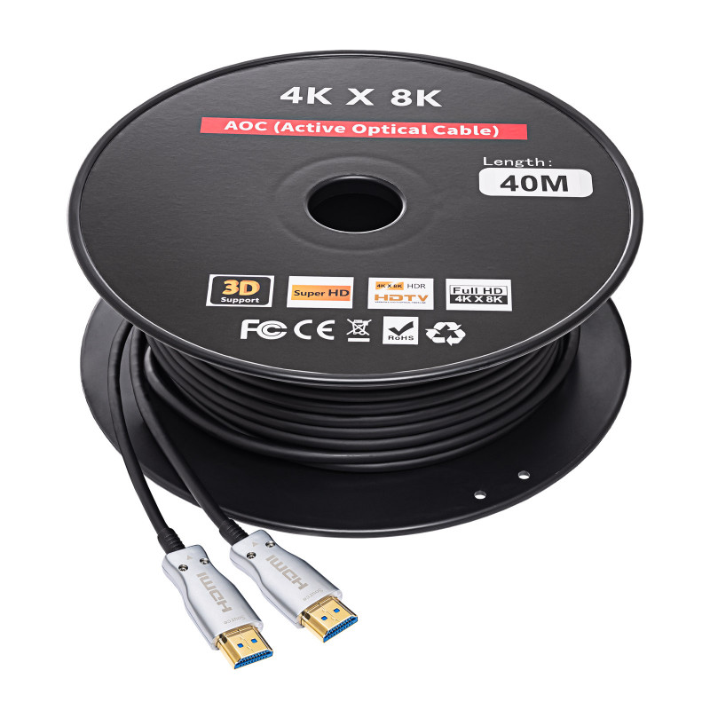 Cabo ótico ativo HDMI 2.1 Akyga AK-HD-400L (AOC), 48 Gbps, 8K@60Hz, 4K@120Hz, 40 m, preto