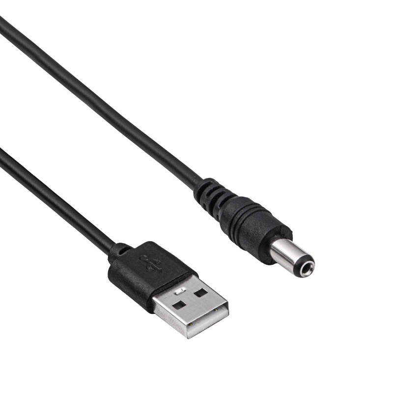 Cabo de alimentação Akyga AK-DC-01 ficha USB-A para ficha DC 5,5 x 2,1 mm, 0,8 m, preto
