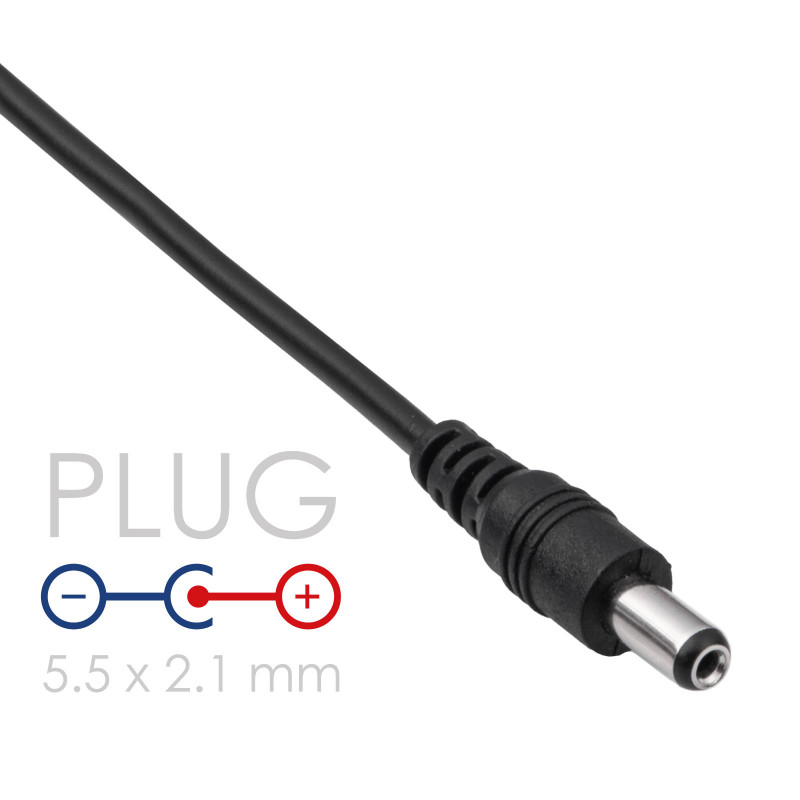 Cabo de alimentação Akyga AK-DC-01 ficha USB-A para ficha DC 5,5 x 2,1 mm, 0,8 m, preto