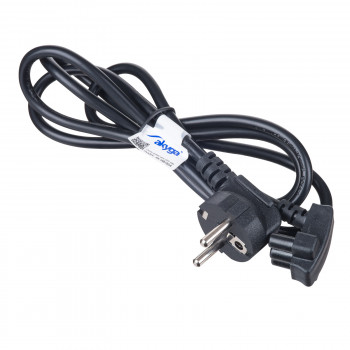 Cabo de alimentação Akyga AK-NB-02A para fontes de alimentação de portáteis Dell, CEE 7/7 para 3 pinos plano, 3x 0,5 mm², 1,5 m, preto
