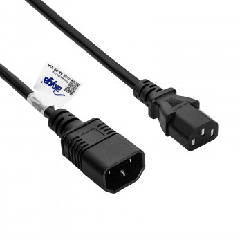 Cabo de extensão de alimentação Akyga AK-PC-03C IEC C14 para IEC C13, cobre 3x0,75 mm², 1,8 m, preto