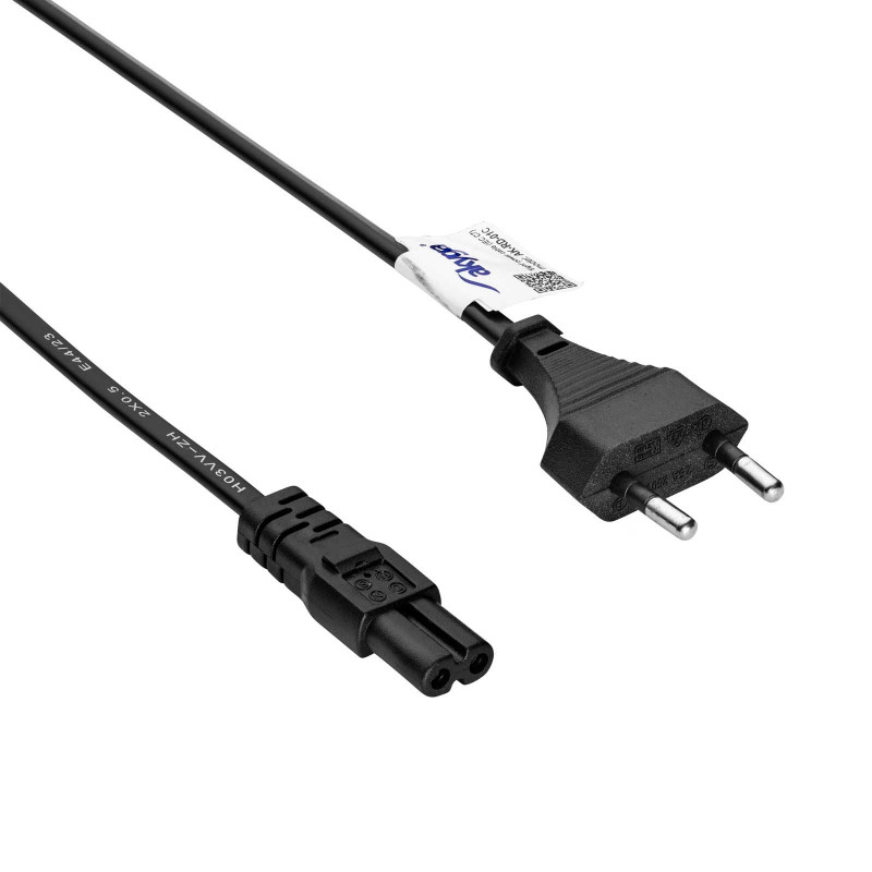 Cabo de alimentação Akyga AK-RD-01C ficha euro (CEE 7/16) para IEC C7, 2x 0,5 mm² cobre, 1,5 m, preto