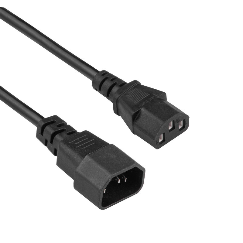 Cabo de extensão de alimentação Akyga AK-PC-14A IEC C14 para IEC C13, 3x 0,5 mm², 0,5 m, preto