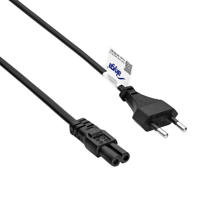 Cabo de alimentação Akyga AK-RD-02C ficha euro (CEE 7/16) para IEC C7, 2x 0,5 mm² cobre, 3 m, preto