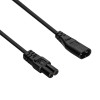 Cabo de extensão de alimentação Akyga AK-RD-08A IEC C8 para IEC C7, 2x 0,5 mm², 1,5 m, preto
