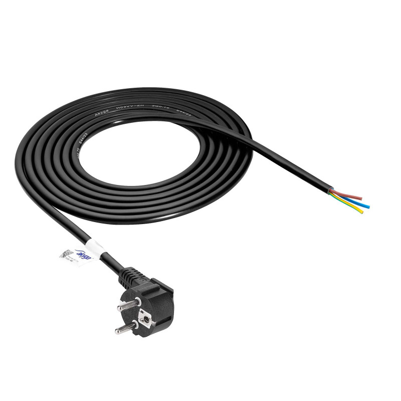 Cabo de alimentação Akyga AK-OT-01S CEE 7/7 com extremidade aberta, 3x 1,5 mm² cobre, 1,5 m, preto