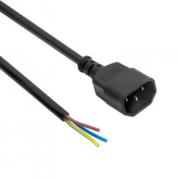 Cabo de alimentação Akyga AK-OT-10C IEC C14 com extremidade aberta, 3x 1 mm² cobre, 3 m, preto