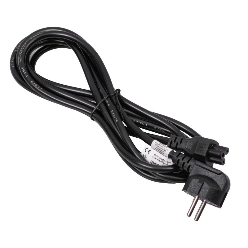 Cabo de alimentação para portátil Akyga AK-NB-10C CEE 7/7 para IEC C5, 3x 0,75 mm² cobre, 3 m, preto