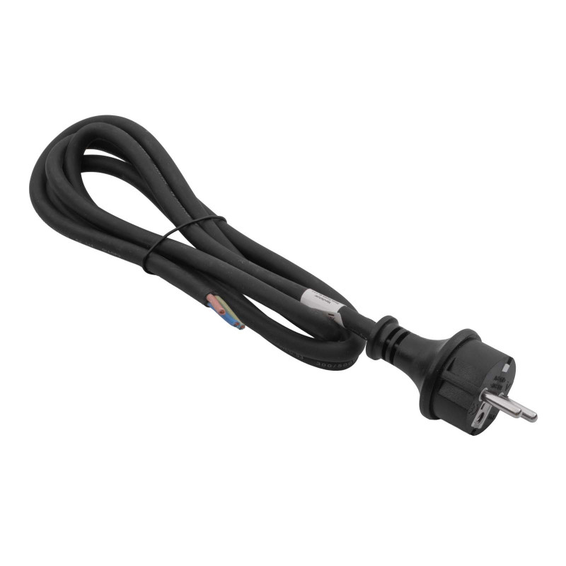 Cabo de alimentação de borracha Akyga AK-OT-02S CEE 7/7 com extremidade aberta, H05RR-F 3x 1,5 mm², 1,8 m, preto