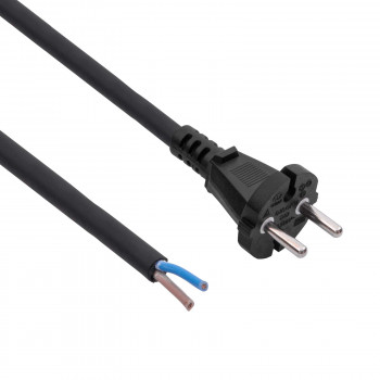 Cabo de alimentação de borracha Akyga AK-OT-05S CEE 7/17 com extremidade aberta, H05RR-F 2x 1,5 mm², 3 m, preto