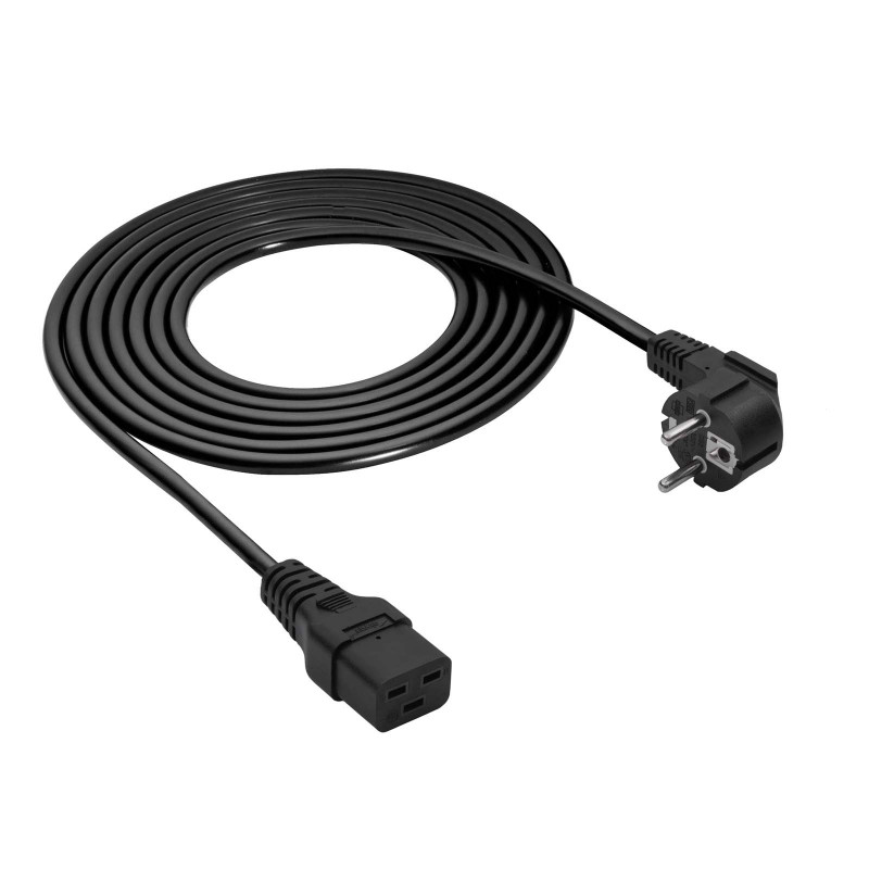 Akyga AK-UP-01S cabo de alimentação de servidor CEE 7/7 (Schuko) para IEC C19, cobre 3 x 1,5 mm², 16 A, 1,8 m, preto