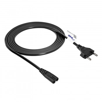 Akyga AK-RD-02A cabo de alimentação CEE 7/16 (ficha euro) para IEC C7 (oito), CCA 2 x 0,5 mm², 3 m, preto