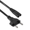 Akyga AK-RD-02A cabo de alimentação CEE 7/16 (ficha euro) para IEC C7 (oito), CCA 2 x 0,5 mm², 3 m, preto