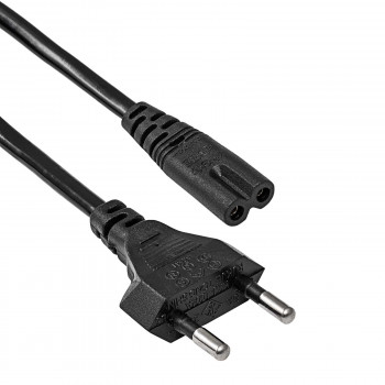 Akyga AK-RD-02A cabo de alimentação CEE 7/16 (ficha euro) para IEC C7 (oito), CCA 2 x 0,5 mm², 3 m, preto