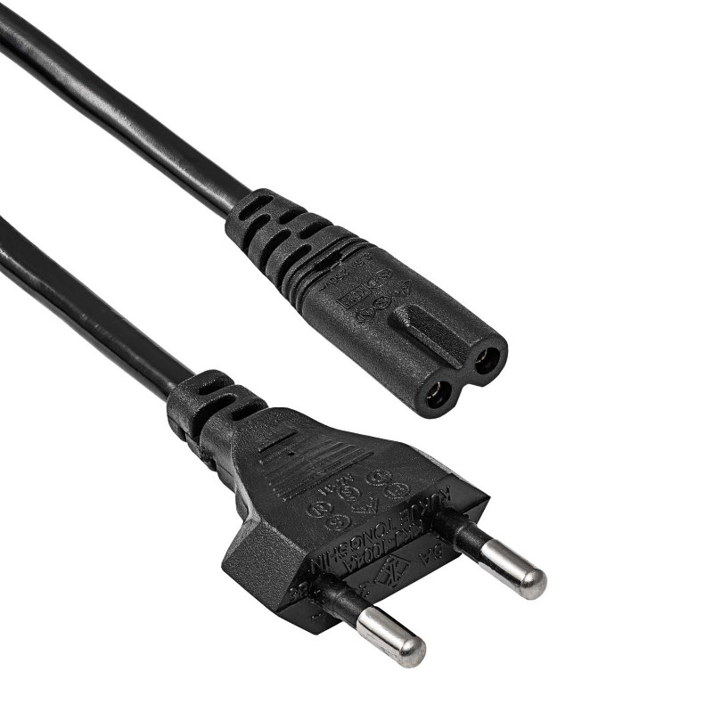 Akyga AK-RD-02A cabo de alimentação CEE 7/16 (ficha euro) para IEC C7 (oito), CCA 2 x 0,5 mm², 3 m, preto