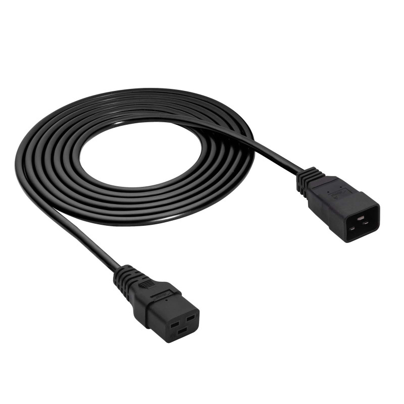Akyga AK-UP-03S cabo de extensão de alimentação de servidor IEC C20 para IEC C19, cobre 3 x 1,5 mm², 16 A, 1,8 m, preto