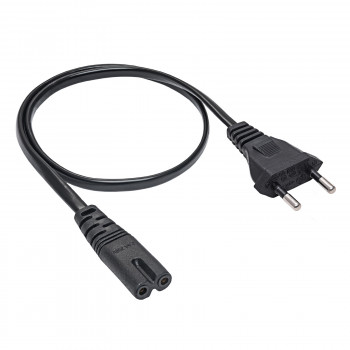 Akyga AK-RD-04A cabo de alimentação CEE 7/16 (ficha euro) para IEC C7 (oito), CCA 2 x 0,5 mm², 0,5 m, preto