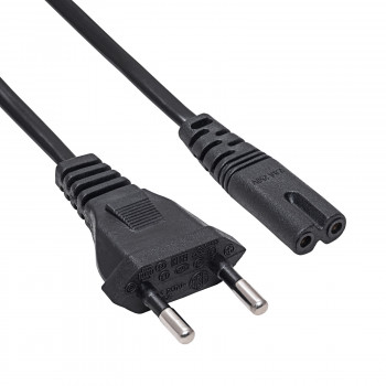 Akyga AK-RD-04A cabo de alimentação CEE 7/16 (ficha euro) para IEC C7 (oito), CCA 2 x 0,5 mm², 0,5 m, preto