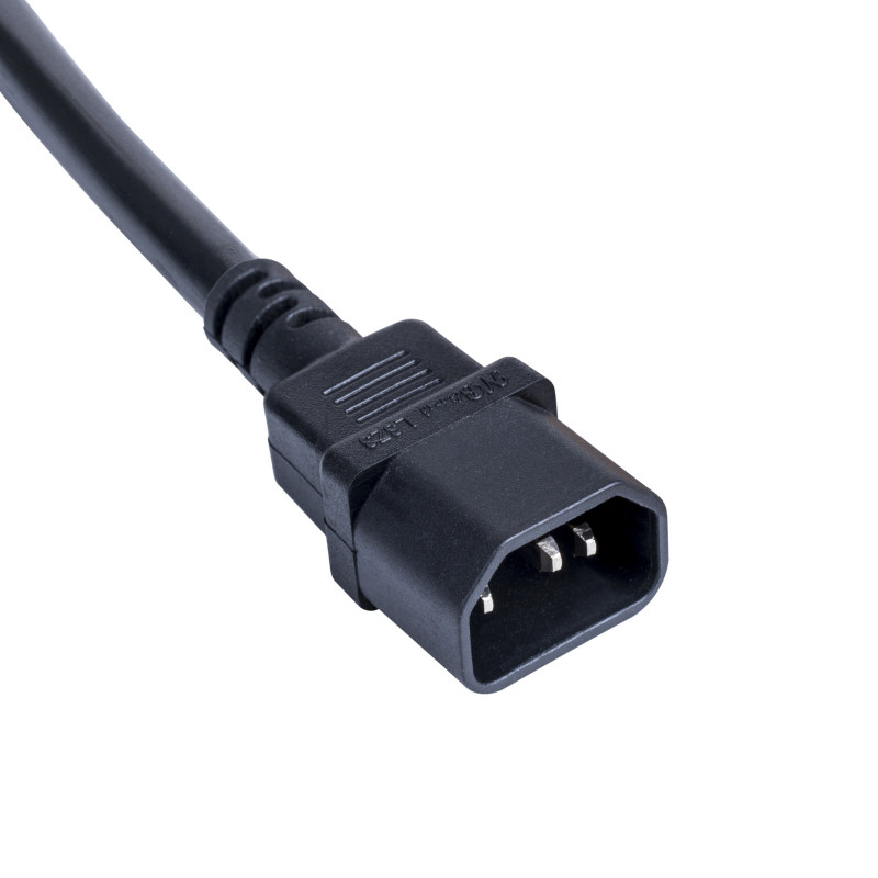 Akyga AK-PC-13A cabo adaptador de alimentação IEC C14 para conector fêmea CEE 7/3 (Schuko), cobre 3 x 0,75 mm², 1 m, preto