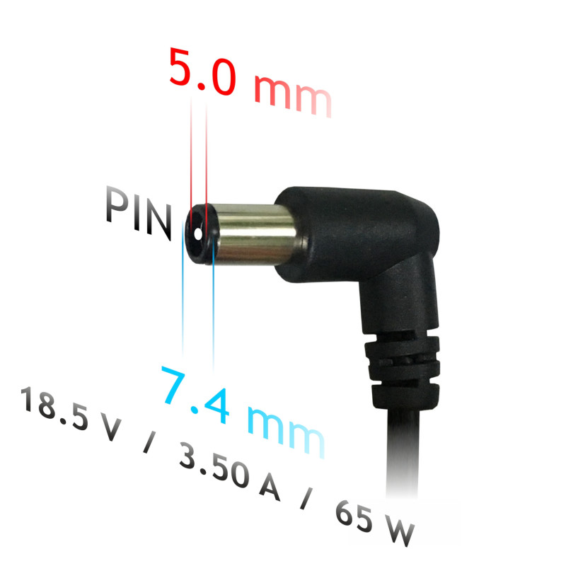 Akyga AK-ND-03 fonte de alimentação para portátil 18,5 V / 3,5 A, 65 W, 7,4 x 5,0 mm + pino, 1,2 m, para HP