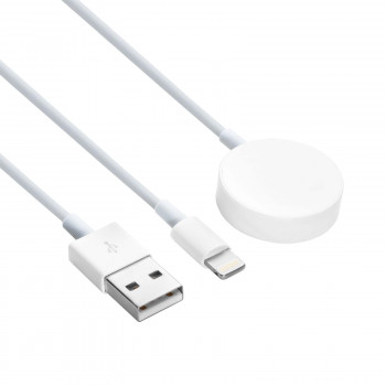 Akyga AK-SW-43 cabo de carregamento para Apple Watch Ultra 2 / Series 9/8/7/6/5/4/3/2/1 com conector Lightning, USB, 1 m, branco