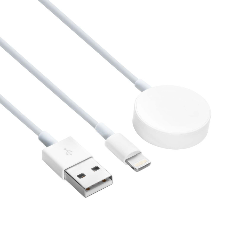 Akyga AK-SW-43 cabo de carregamento para Apple Watch Ultra 2 / Series 9/8/7/6/5/4/3/2/1 com conector Lightning, USB, 1 m, branco