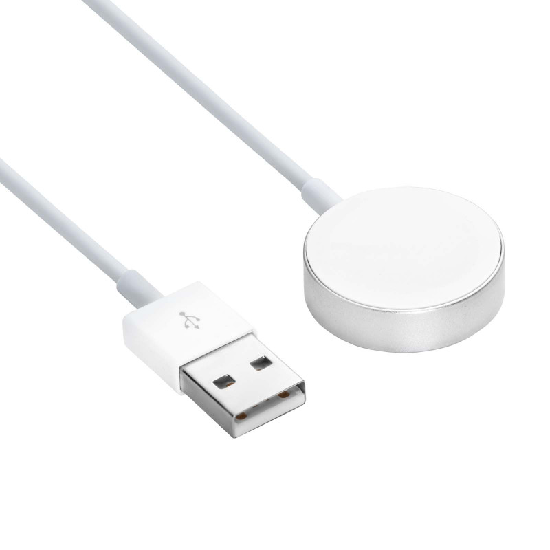 Akyga AK-SW-44 cabo de carregamento para Apple Watch Ultra 2 / Series 9/8/7/6/5/4/3/2/1, liga de alumínio, USB, 1 m, branco