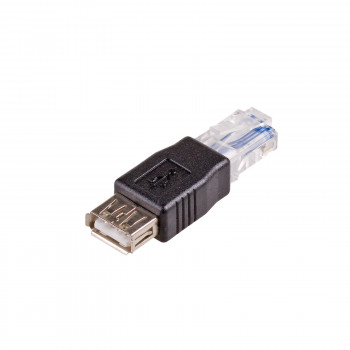 Akyga AK-AD-27 adaptador USB-A (F) para RJ45 (M), preto
