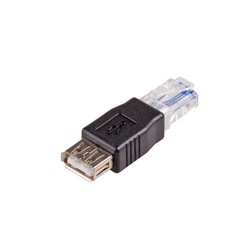 Akyga AK-AD-27 adaptador USB-A (F) para RJ45 (M), preto