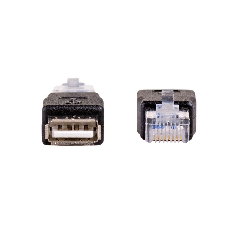 Akyga AK-AD-27 adaptador USB-A (F) para RJ45 (M), preto