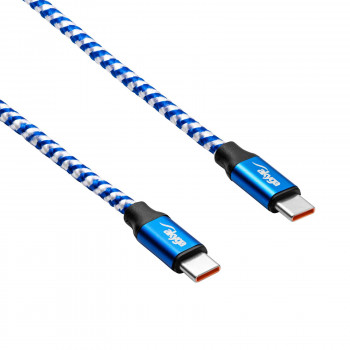 Cabo Akyga AK-USB-37 trançado USB-C para USB-C, USB 2.0, 100 W, 1 m, azul